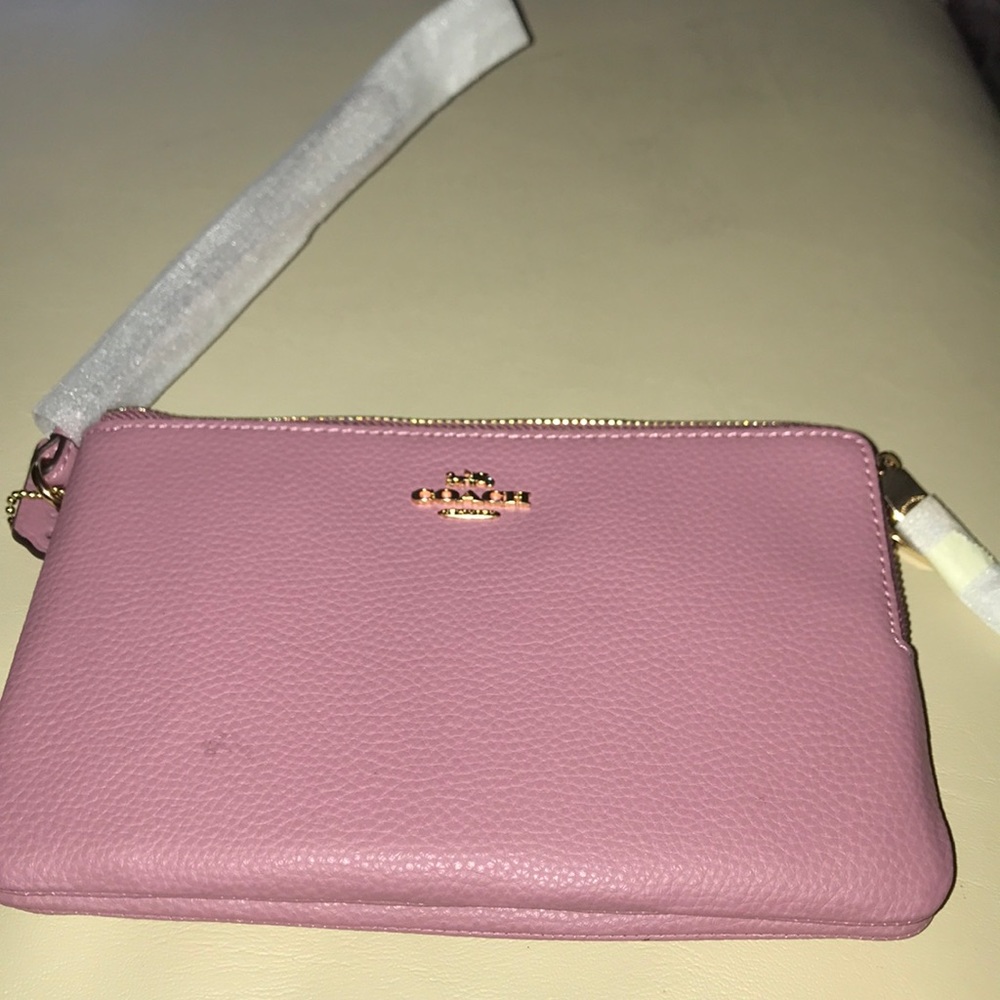 Large Coach leather double zip wallet